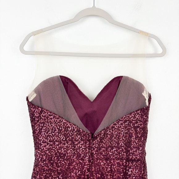 Mori Lee Madeline Gardner Burgundy Sequin Formal Gown Sz 12 - Picture 4 of 8